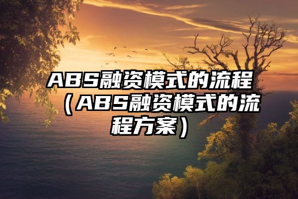 ABS融资模式的流程（ABS融资模式的流程方案）