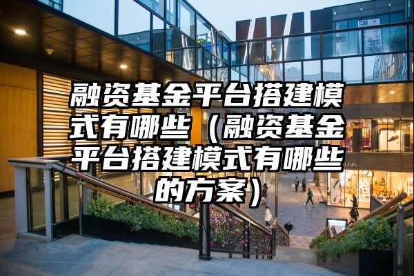 融资基金平台搭建模式有哪些（融资基金平台搭建模式有哪些的方案）