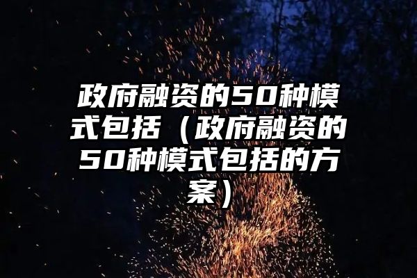 政府融资的50种模式包括（政府融资的50种模式包括的方案）