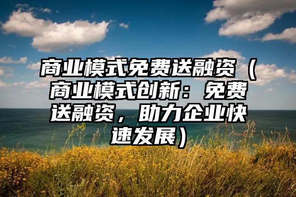 商业模式免费送融资（商业模式创新：免费送融资，助力企业快速发展）