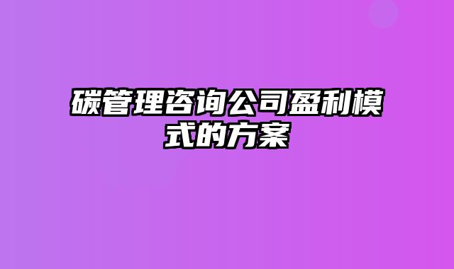 碳管理咨询公司盈利模式的方案