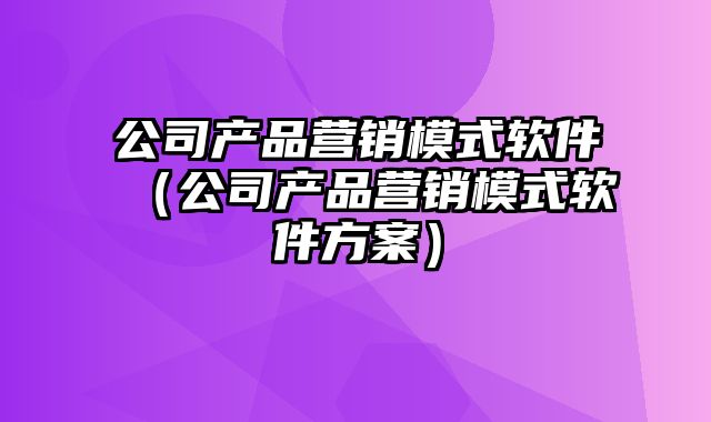 公司产品营销模式软件（公司产品营销模式软件方案）