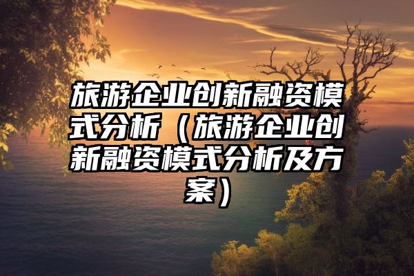 旅游企业创新融资模式分析（旅游企业创新融资模式分析及方案）