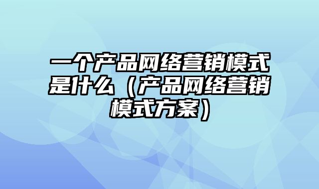 一个产品网络营销模式是什么（产品网络营销模式方案）