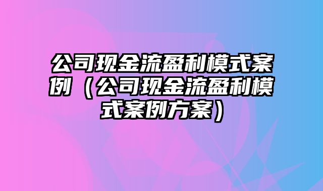 公司现金流盈利模式案例（公司现金流盈利模式案例方案）