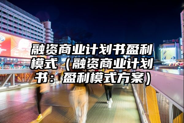 融资商业计划书盈利模式（融资商业计划书：盈利模式方案）