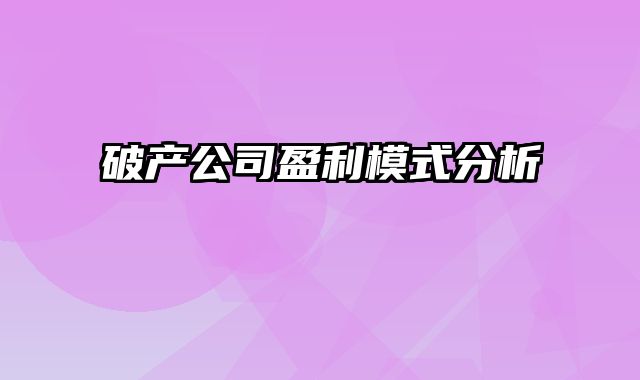 破产公司盈利模式分析