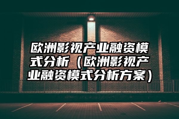 欧洲影视产业融资模式分析（欧洲影视产业融资模式分析方案）