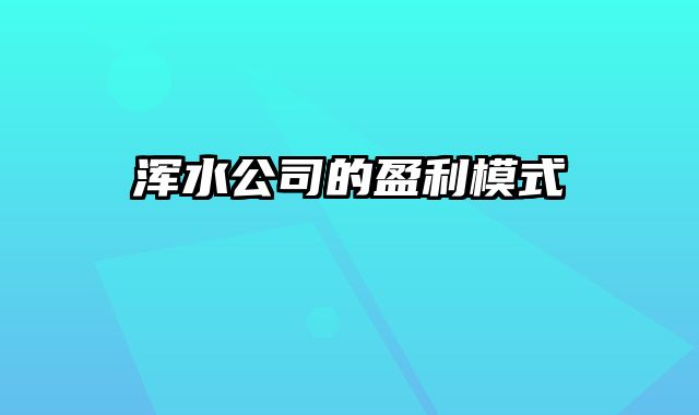 浑水公司的盈利模式