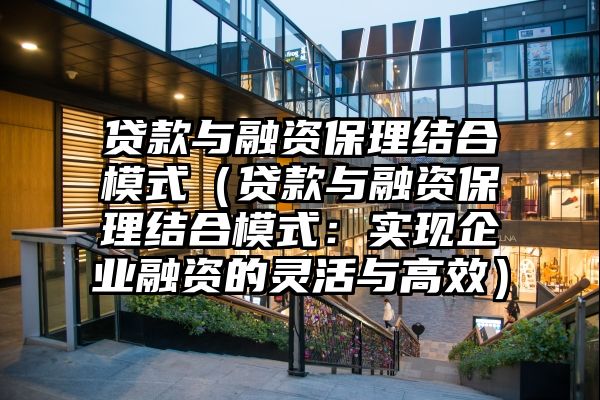 贷款与融资保理结合模式（贷款与融资保理结合模式：实现企业融资的灵活与高效）