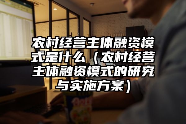 农村经营主体融资模式是什么（农村经营主体融资模式的研究与实施方案）