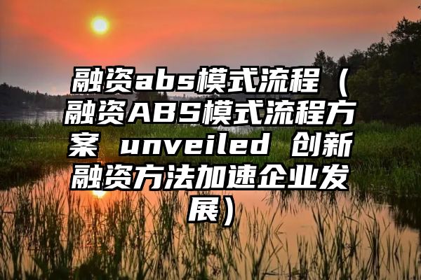 融资abs模式流程（融资ABS模式流程方案 unveiled 创新融资方法加速企业发展）