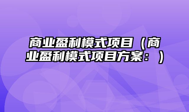 商业盈利模式项目（商业盈利模式项目方案：）