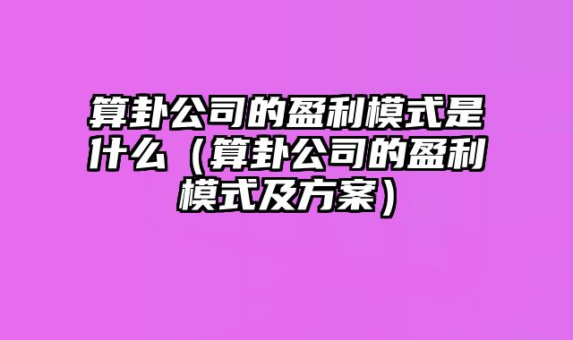 算卦公司的盈利模式是什么（算卦公司的盈利模式及方案）