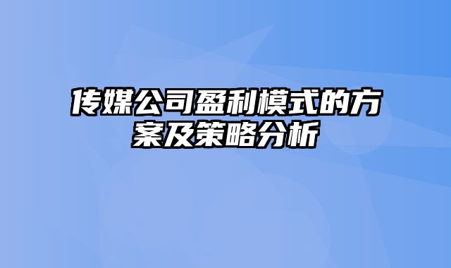 传媒公司盈利模式的方案及策略分析