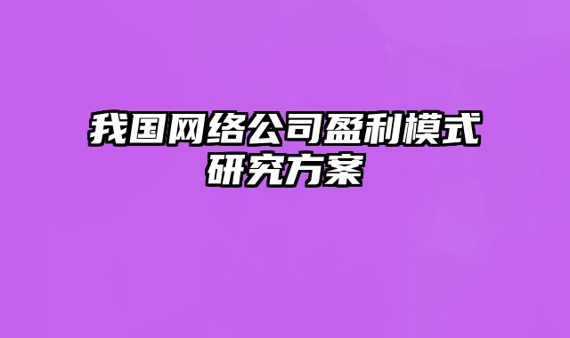 我国网络公司盈利模式研究方案