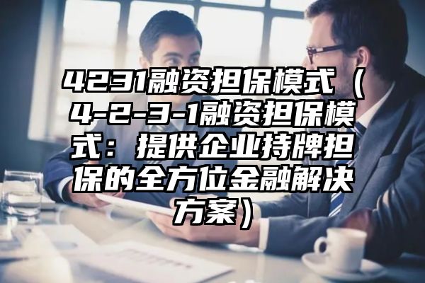 4231融资担保模式（4-2-3-1融资担保模式：提供企业持牌担保的全方位金融解决方案）