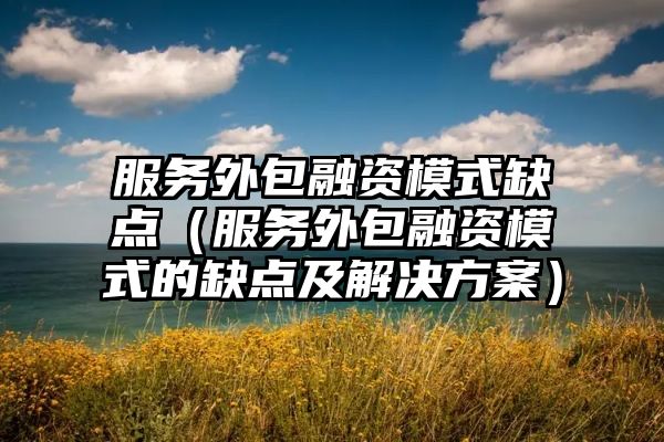 服务外包融资模式缺点（服务外包融资模式的缺点及解决方案）