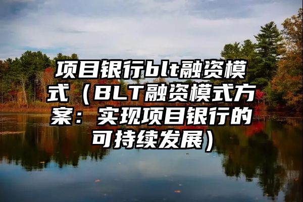 项目银行blt融资模式（BLT融资模式方案：实现项目银行的可持续发展）