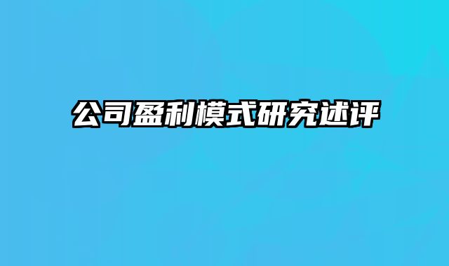 公司盈利模式研究述评