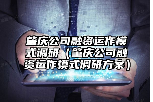 肇庆公司融资运作模式调研（肇庆公司融资运作模式调研方案）