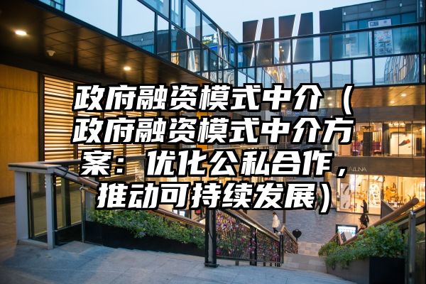 政府融资模式中介（政府融资模式中介方案：优化公私合作，推动可持续发展）