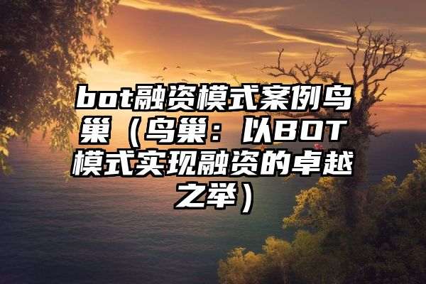 bot融资模式案例鸟巢（鸟巢：以BOT模式实现融资的卓越之举）