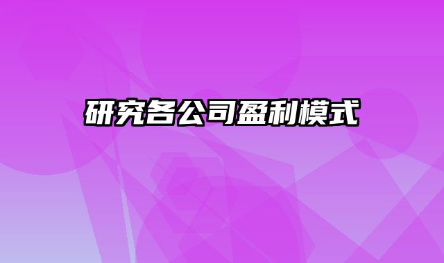 研究各公司盈利模式