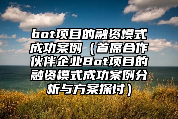 bot项目的融资模式成功案例（首席合作伙伴企业Bot项目的融资模式成功案例分析与方案探讨）