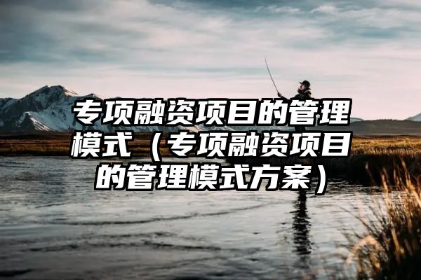 专项融资项目的管理模式（专项融资项目的管理模式方案）