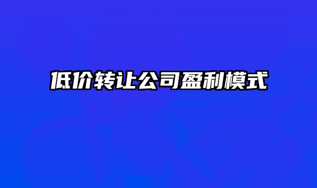 低价转让公司盈利模式