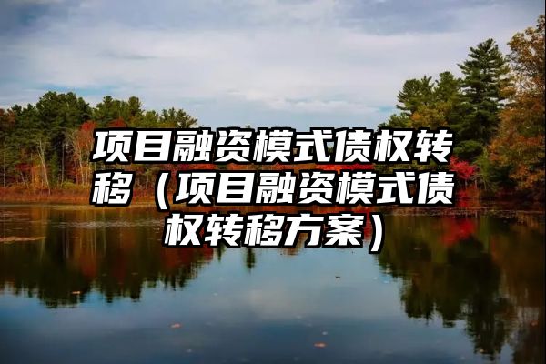 项目融资模式债权转移（项目融资模式债权转移方案）