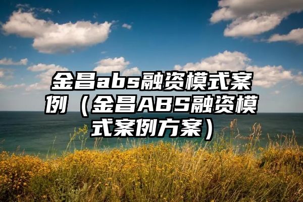 金昌abs融资模式案例（金昌ABS融资模式案例方案）