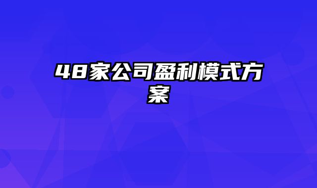 48家公司盈利模式方案