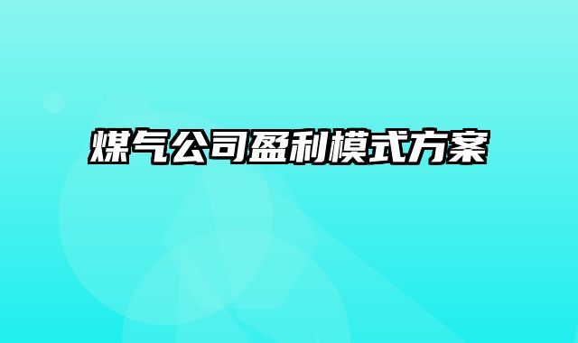 煤气公司盈利模式方案