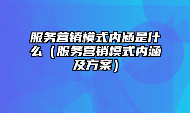 服务营销模式内涵是什么（服务营销模式内涵及方案）