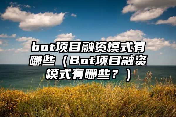 bot项目融资模式有哪些（Bot项目融资模式有哪些？）