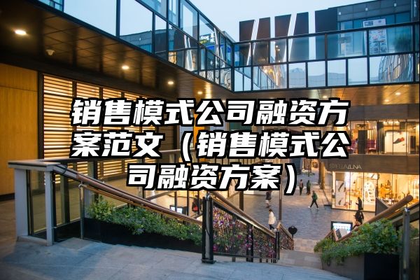 销售模式公司融资方案范文（销售模式公司融资方案）