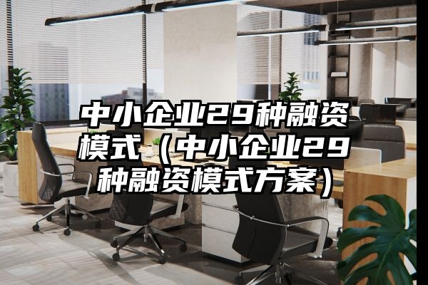 中小企业29种融资模式（中小企业29种融资模式方案）