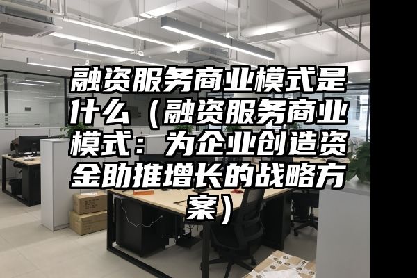 融资服务商业模式是什么（融资服务商业模式：为企业创造资金助推增长的战略方案）