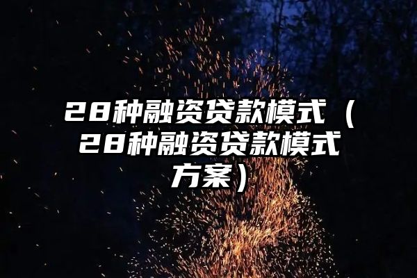 28种融资贷款模式（28种融资贷款模式方案）