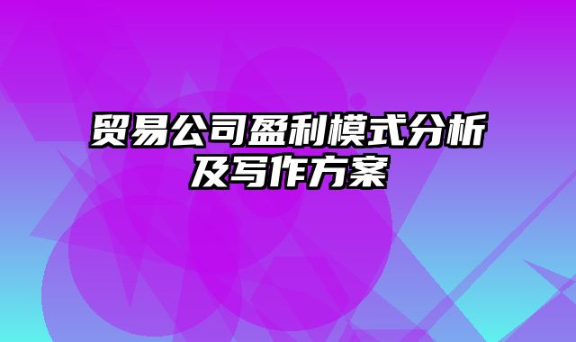 贸易公司盈利模式分析及写作方案