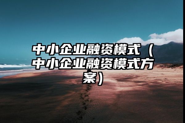 中小企业融资模式（中小企业融资模式方案）