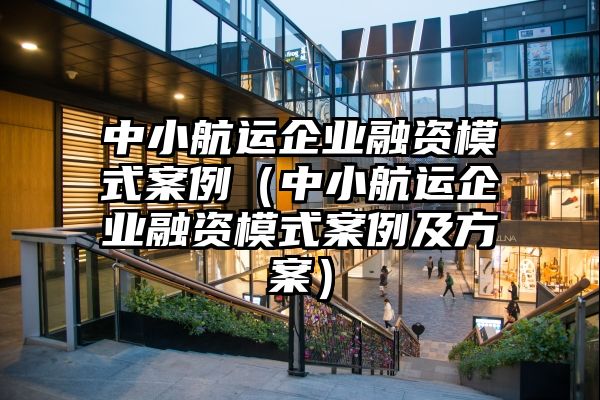 中小航运企业融资模式案例（中小航运企业融资模式案例及方案）