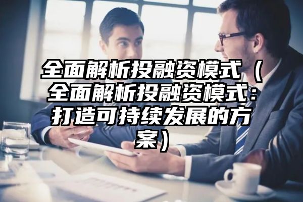 全面解析投融资模式（全面解析投融资模式：打造可持续发展的方案）