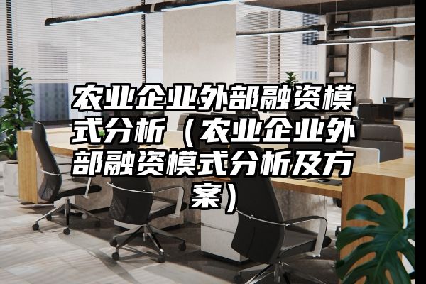 农业企业外部融资模式分析（农业企业外部融资模式分析及方案）