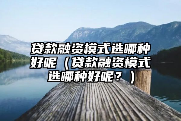 贷款融资模式选哪种好呢（贷款融资模式选哪种好呢？）