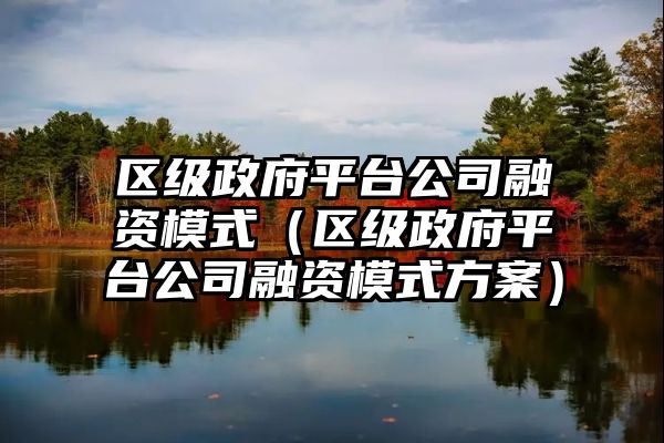 区级政府平台公司融资模式（区级政府平台公司融资模式方案）