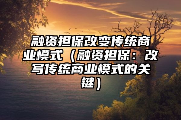 融资担保改变传统商业模式（融资担保：改写传统商业模式的关键）