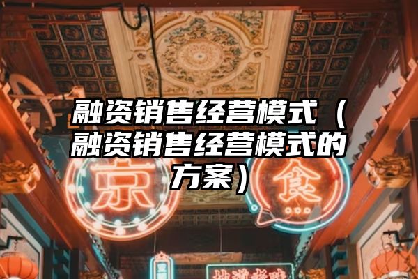 融资销售经营模式（融资销售经营模式的方案）